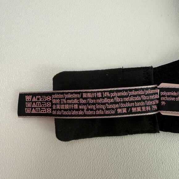 Victorias Secret Gold Chain Mesh Glitter Unlined Low Cut Black Demi Bra 32DD - Picture 10 of 12